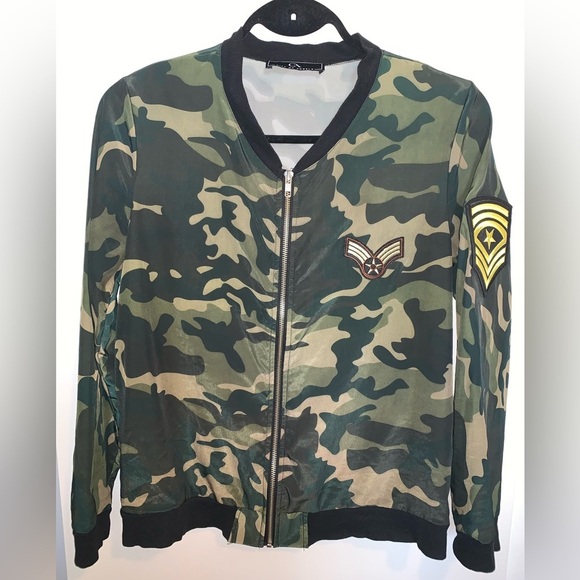 City of Angels Women's Army Bomber Jacket Zip front Lightweight Green Size Small - Picture 3 of 16